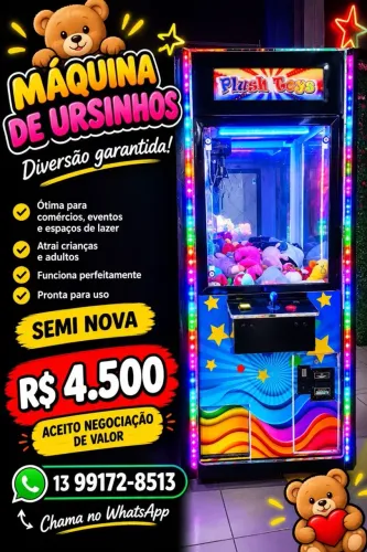 Máquina de Pegar Ursinhos Semi Nova com LED - R$ 4.500 ?