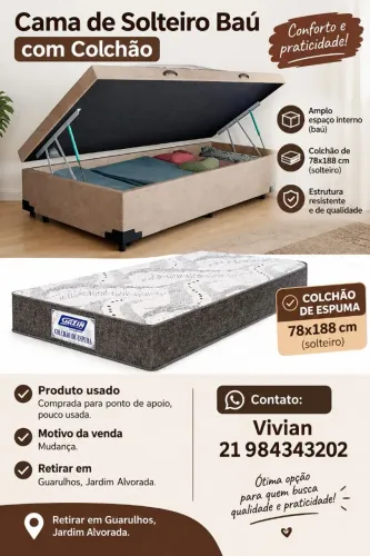 Conjunto cama com colchão solteiro SEMI NOVO) COMPRADO 07/26