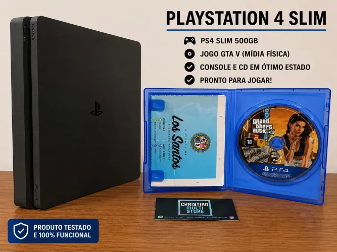 PS4 SLIM - 500GB COM GTA 5(cd)