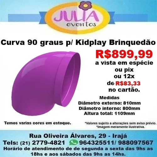 Curva 90° Peças Acessórios Para Playgroud Kidplay Buffet Brinquedão