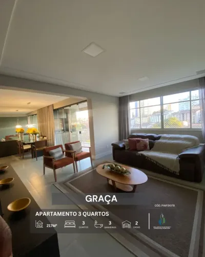 APARTAMENTO NASCENTE MOBILIADO 217m² 3 QUARTOS 1 SUÍTE CLOSET 2 VAGAS INFRA VENDE GRAÇA
