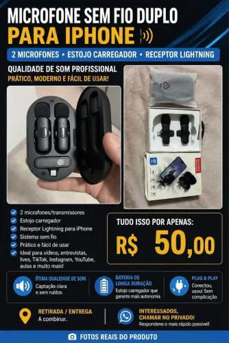 Microfone Sem Fio Duplo Para IPhone