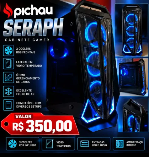 Gabinete gamer RGB 8 fans