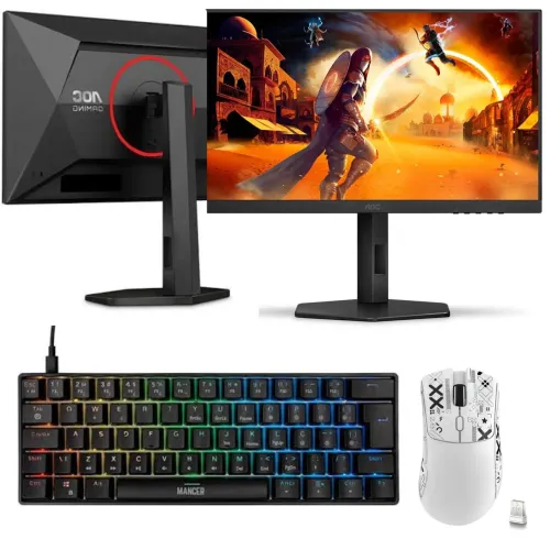 KIT GAMER, MONITOR AOC 24G4P, ATTACK SHARK R1, E TECLADO MAGNETICO MANCER ONYX