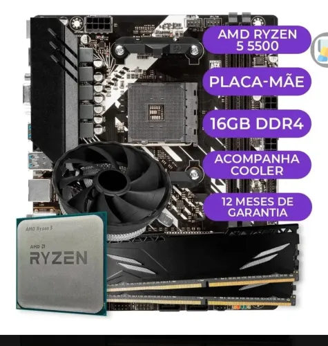 Kit placa mãe processador e memória+ gabinete e fonte