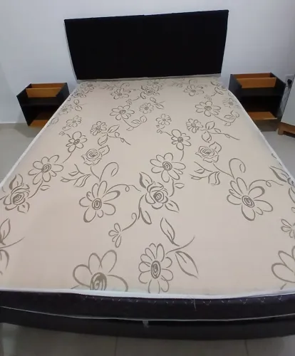Cama box bau+colchao+cabiceira+criado mudo