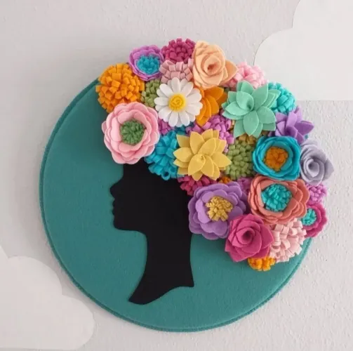 Quadro Decorativo em Feltro Flores 