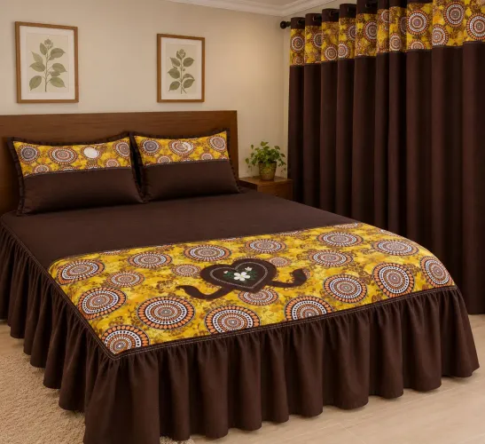 Colcha cama casal com cortina