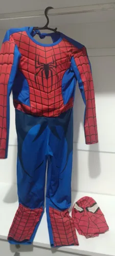 Fantasia Homem-Aranha Infantil Completa (Macacão + Máscara) - Tam GG 