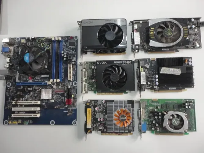 Lote Placas de Video diversas desktop e uma placa mãe Intel NO ESTADO