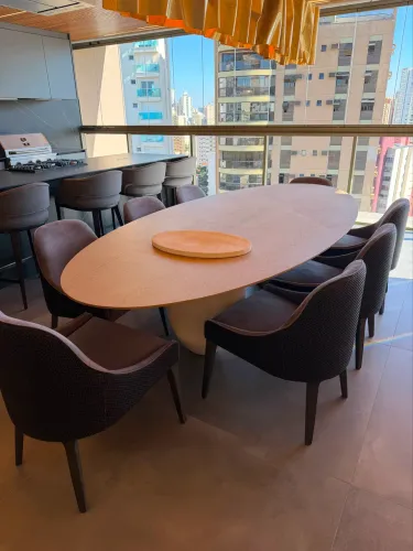Mesa de Jantar Eclipse II - Louro - Oval 300 x 140 x 75