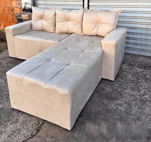 Sofá BEGE COM CHAISE NOVO 