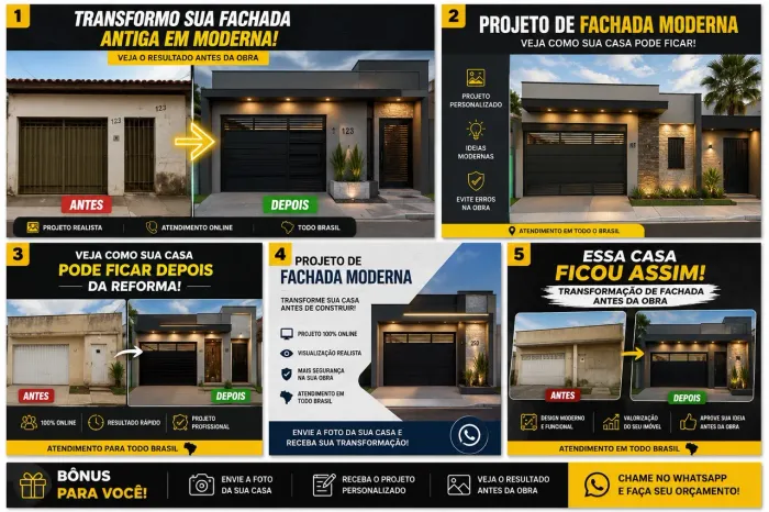 Projeto fachada residencial, venha deixar a frente da sua casa Bonita!