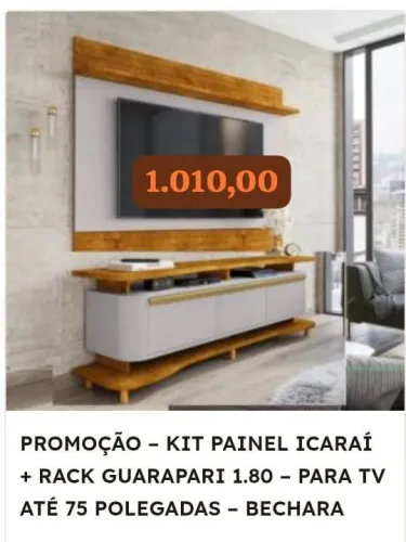 Painel tv Icaraí + Rack Guatapari 1.80m suporta tv até 75 polegadas / pague na entrega