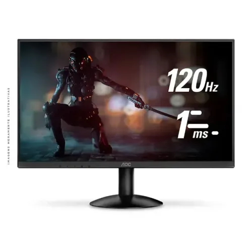 Monitor Gamer AOC 21.5 Pol., Full HD, VA, 120Hz, 1ms, Base Ajustável, VESA, HDMI, VGA, Pre