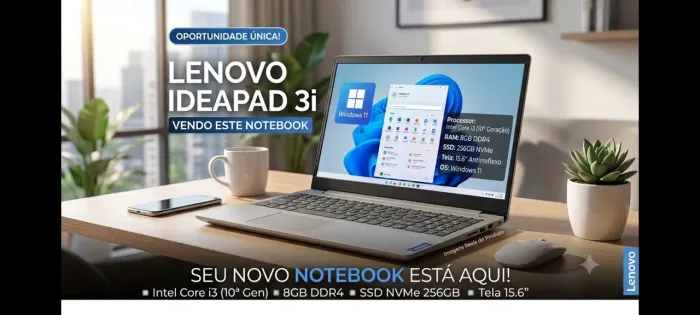 Notebook Lenovo Ideapad 3 com processador Intel Core I3 de 10 geração