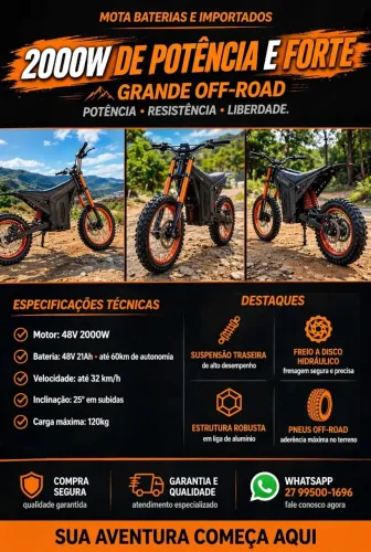 Moto e bike elétrica a partir de 5999,90.