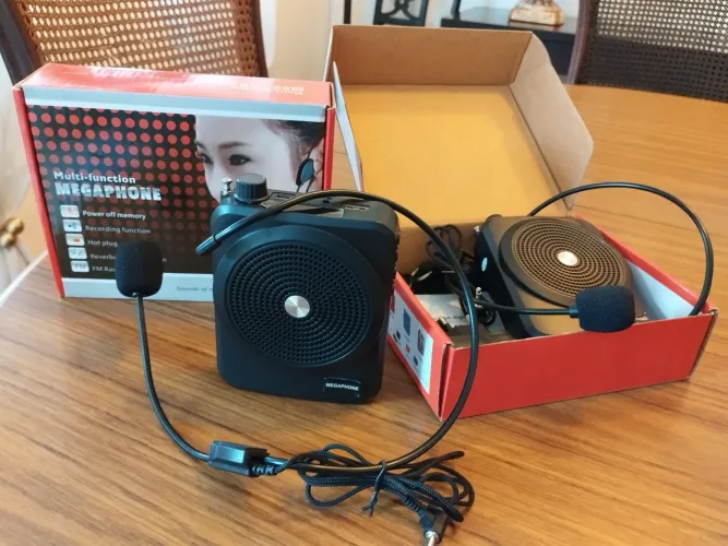 Kit 2 megafones amplificadores de voz portáteis para professores e palestrantes
