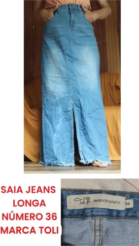 Saia jeans longa número 36 marca Toli