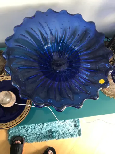 Centro de mesa Azul Cobalto Murano Original....Unico...Exclusivo