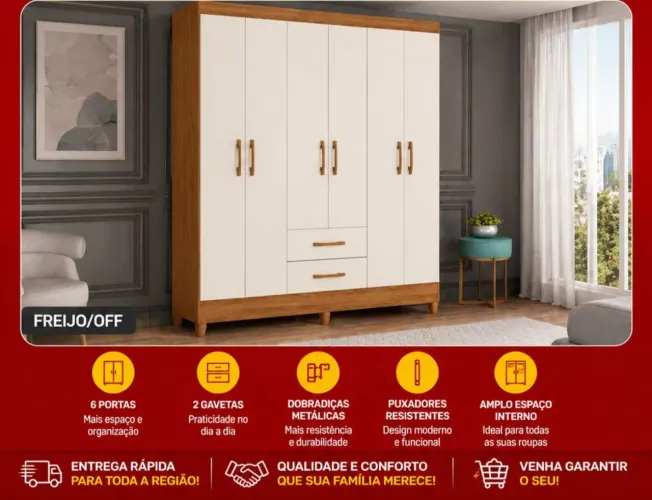 Guarda roupa casal 6 portas