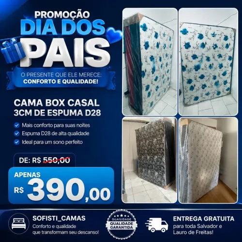 Cama Box Casal D28 Nova - Apenas R$390 | Entrega Grátis pra toda Salvador e Lauro 