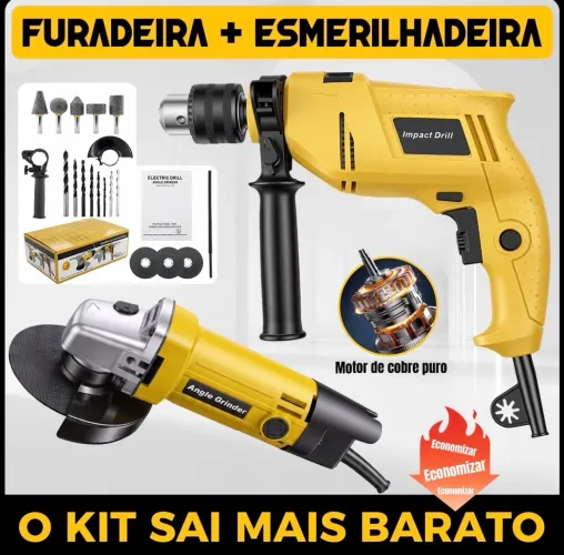 Furadeira e Esmerilhadeira NOVAS + Acessórios