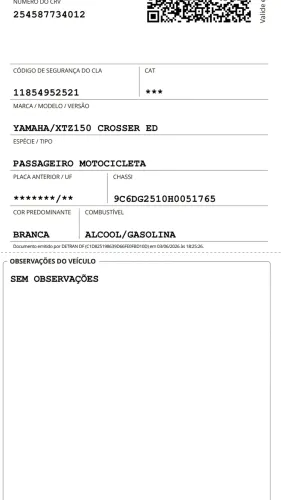Moto Xtz 150 ed 2017 2026 na mão só transferi