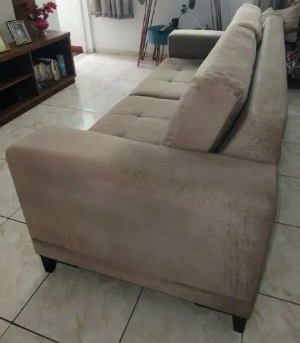 Sofá de 2 ou 3 lugares (2,00x0,90m) em suede bege - Ótimo estado