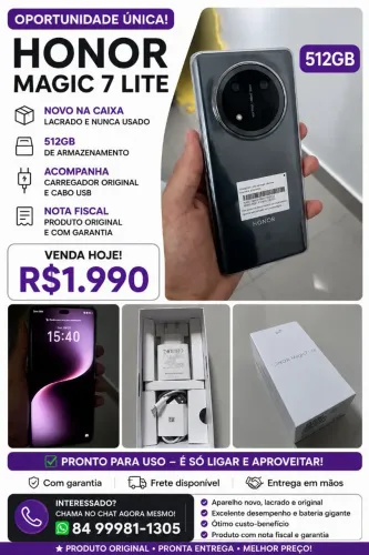 Honor Magic 7 Lite Lacrado - Novo na Caixa - Oportunidade