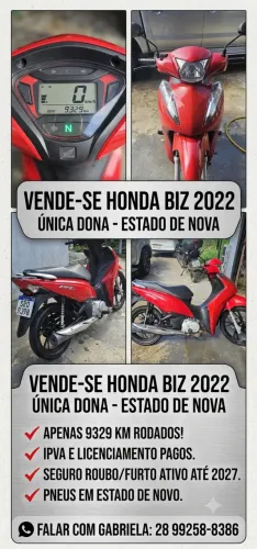 Honda Biz 125, ano 2022 - única dona 