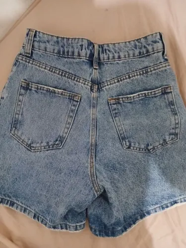 short jeans long cintura super alta azul