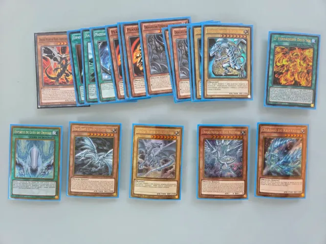 Lote Cartas Yugioh Dragão Branco Olhos Azuis + Alternativo E Suportes