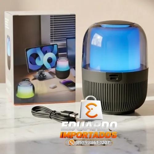 Caixa de Som Bluetooth LED RGB, Portátil - Som Potente e Iluminação Colorida