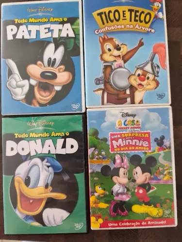 Kit 4 DVDs Uma Surpresa p Minnie - Tico e Teco Confusões na Arvore - Donald - Pateta