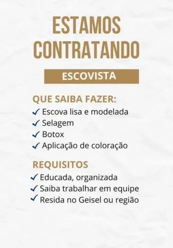 Vaga em Salão de beleza 