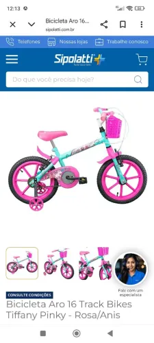 Bicicleta infantil Feminina Aro 16