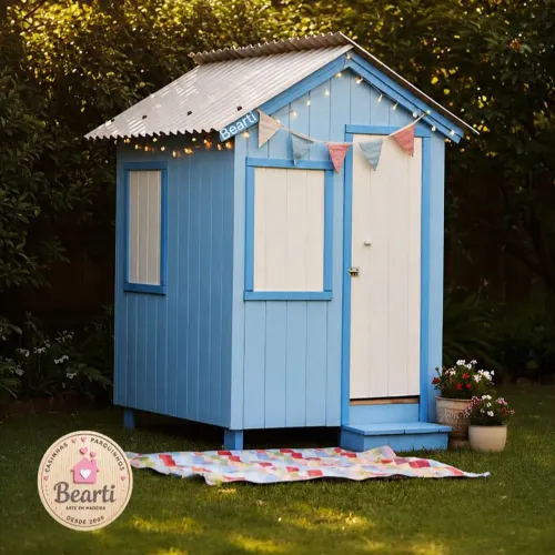 Casinha Infantil Madeira maciça Azul 1,1m x 1,2m x 1,7m. Enviamos para todo Brasil