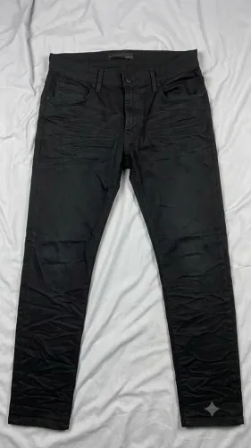  calça jeans request skinny preta tamanho 42 | acabamento resinado | ótimo estado