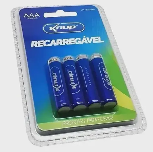 Kit com 4 Pilhas Palito Recarregável