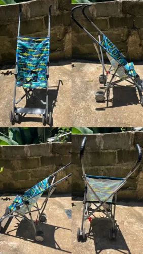 Carrinho de Bebê Cosco Azul com estampa