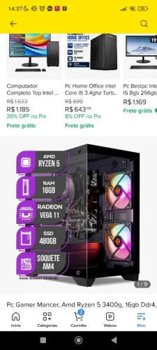 Vendo computador Ryzen 5 3400g,16gb ram,480 gb SSD