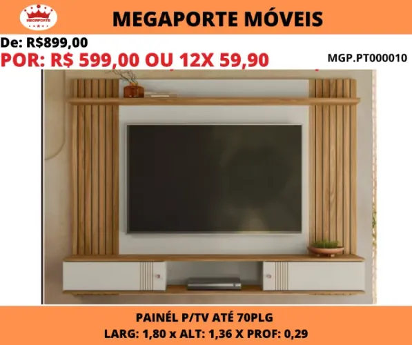 Painel Denver 1,80 para Tv até 70Plg