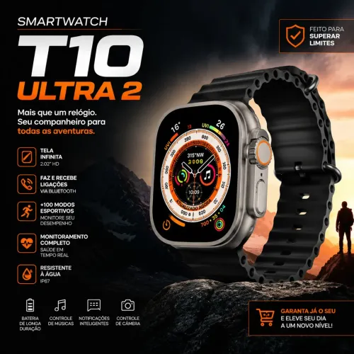 Relógio smartwatch T10 Ultra 2 - Entrega Grátis