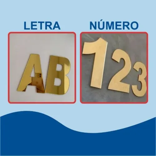 Numero ou Letra 15cm Personalizado para Identificação em Acrílico Espelhado Autocolante