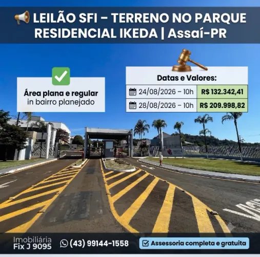 Oferta especial ? Terreno no Parque Resid. Ikeda, Assai - PR, Nº 00, 360m² | Leilão