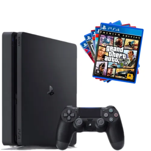 PS4 Slim 1TB Usado + 1 Controle + 5 Jogos - Funcionando Perfeitamente