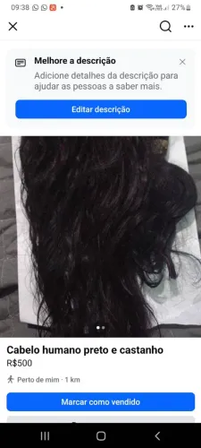 Cabelo humano preto e castanho.