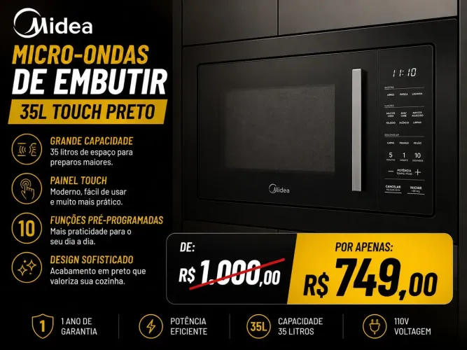 microondas de embutir Midea 35 litros