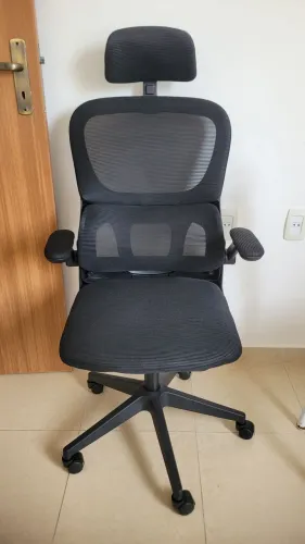 RETIRADA PRESENCIAL - Cadeira de Escritório Ergonômica Giratória c/ Apoio Lombar e Cabeça 